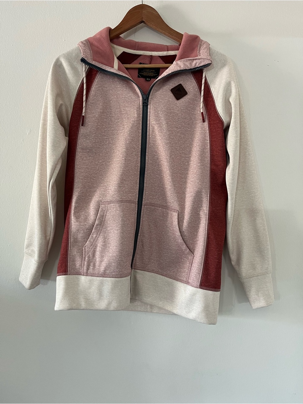 Burton XS Jacket Hoodie Zip Up Colorblock Snowboard Ski Lodge Winter Pink Cozy